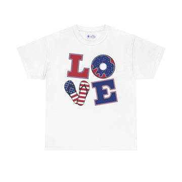 Patriotic Love Tee | 4th of July Shirt Unisex Cotton Style USA Holiday Gift for America Lovers White / S