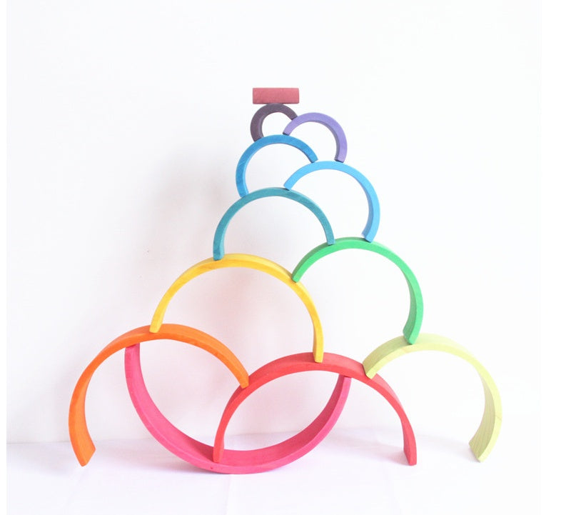 Jigsaw Puzzle Large 12 piece Arch Bridge Rainbow Building Blocks Early Childhood Education Toys