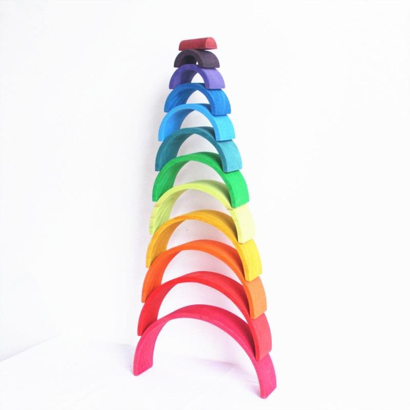 Jigsaw Puzzle Large 12 piece Arch Bridge Rainbow Building Blocks Early Childhood Education Toys Color