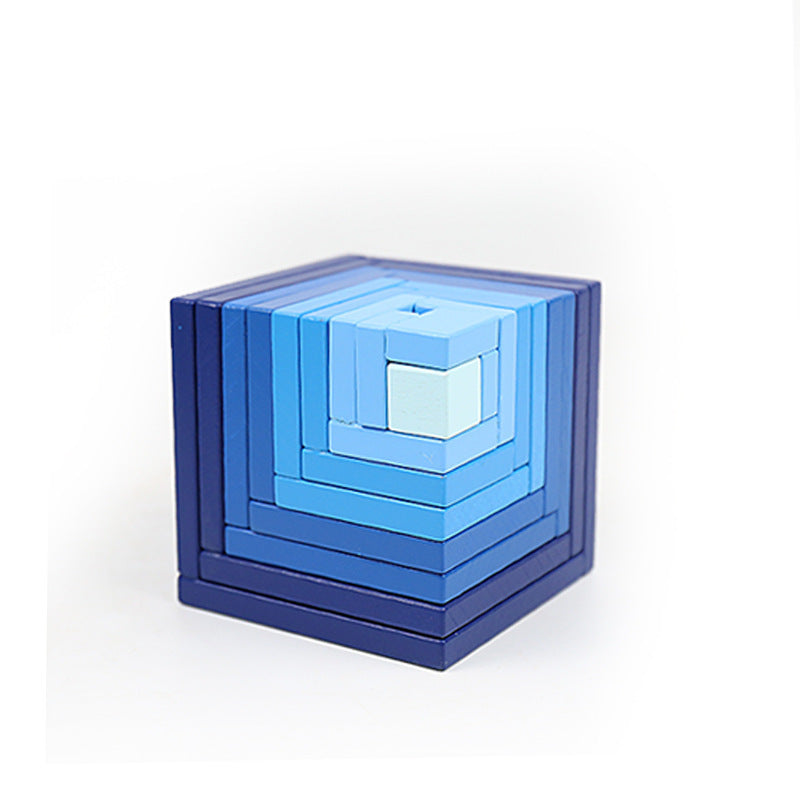 Jigsaw Puzzle Large 12 piece Arch Bridge Rainbow Building Blocks Early Childhood Education Toys Blue Cube