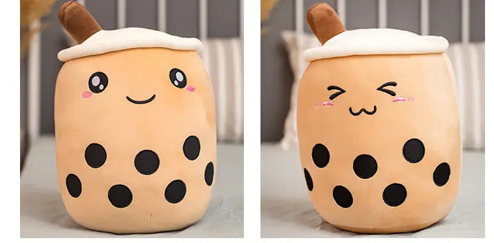 Cute Fruit Drink Plush Stuffed Soft Strawberry Milk Tea Boba Cup Toy Bubble Pillow Cushion Kids Gift