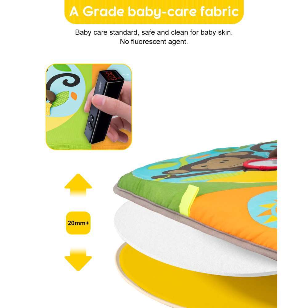 Keeygo Baby Play Mat Zoo Theme Sensory Infant Toys Keep Occupied Toddler Activity Gym Develop Neck Strength For Babies