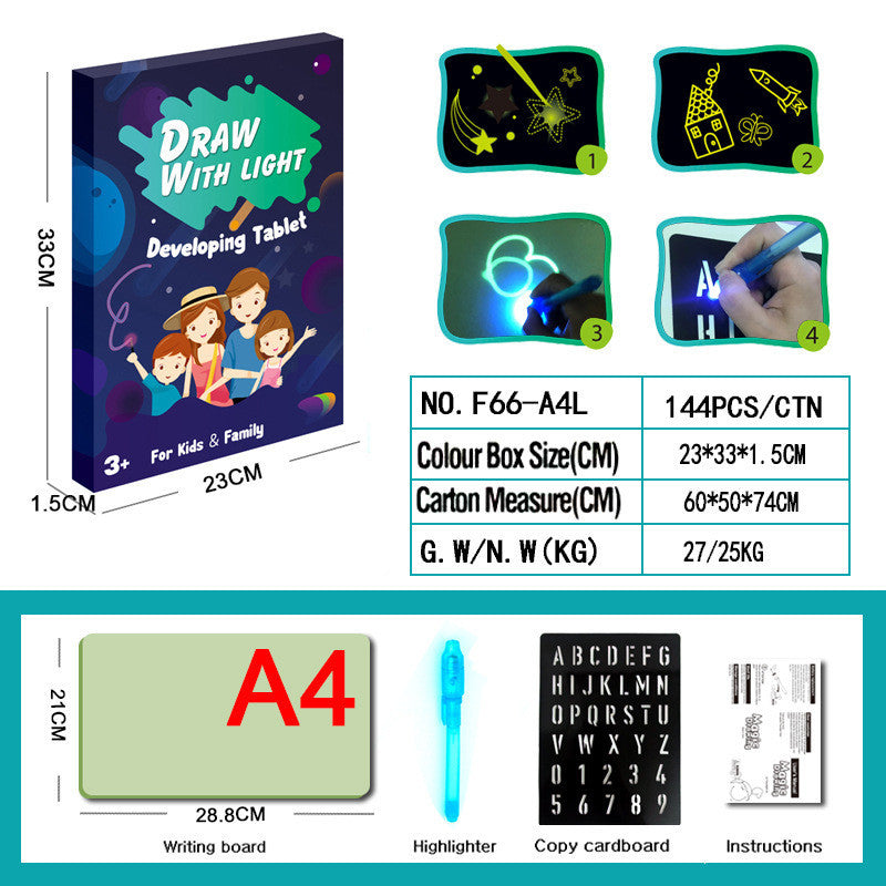 Educational Toy Drawing Pad 3D Magic 8 Light Effects Puzzle Board Sketchpad 10Style / M