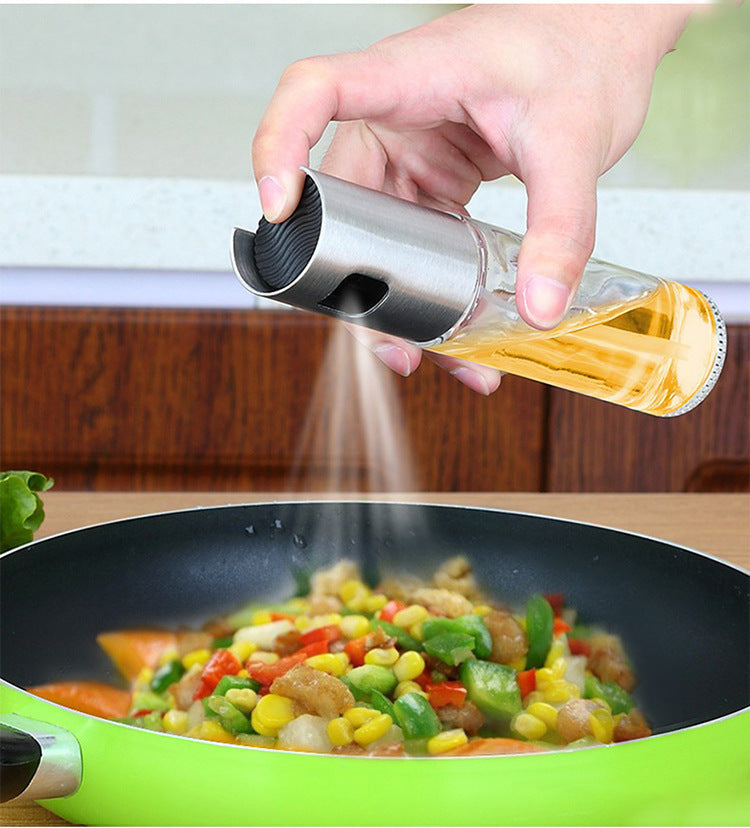 BBQ Healthy Kitchen Cooking Oil Vinegar Spray Bottle Push Type BottlePump Tank Leakproof Sprayer Tools Gadgets