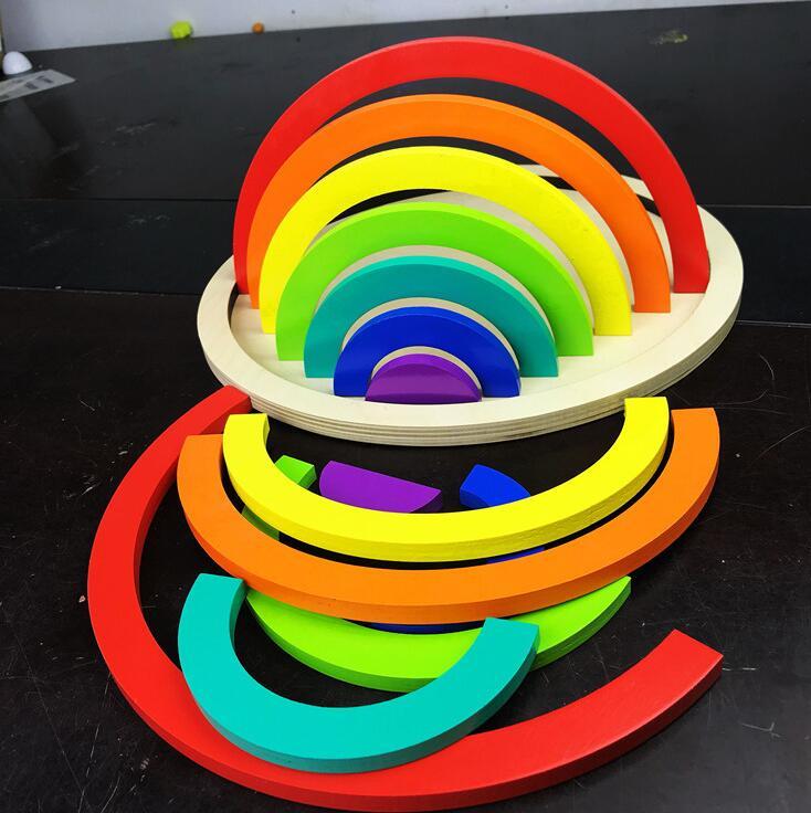 Jigsaw Puzzle Large 12 piece Arch Bridge Rainbow Building Blocks Early Childhood Education Toys