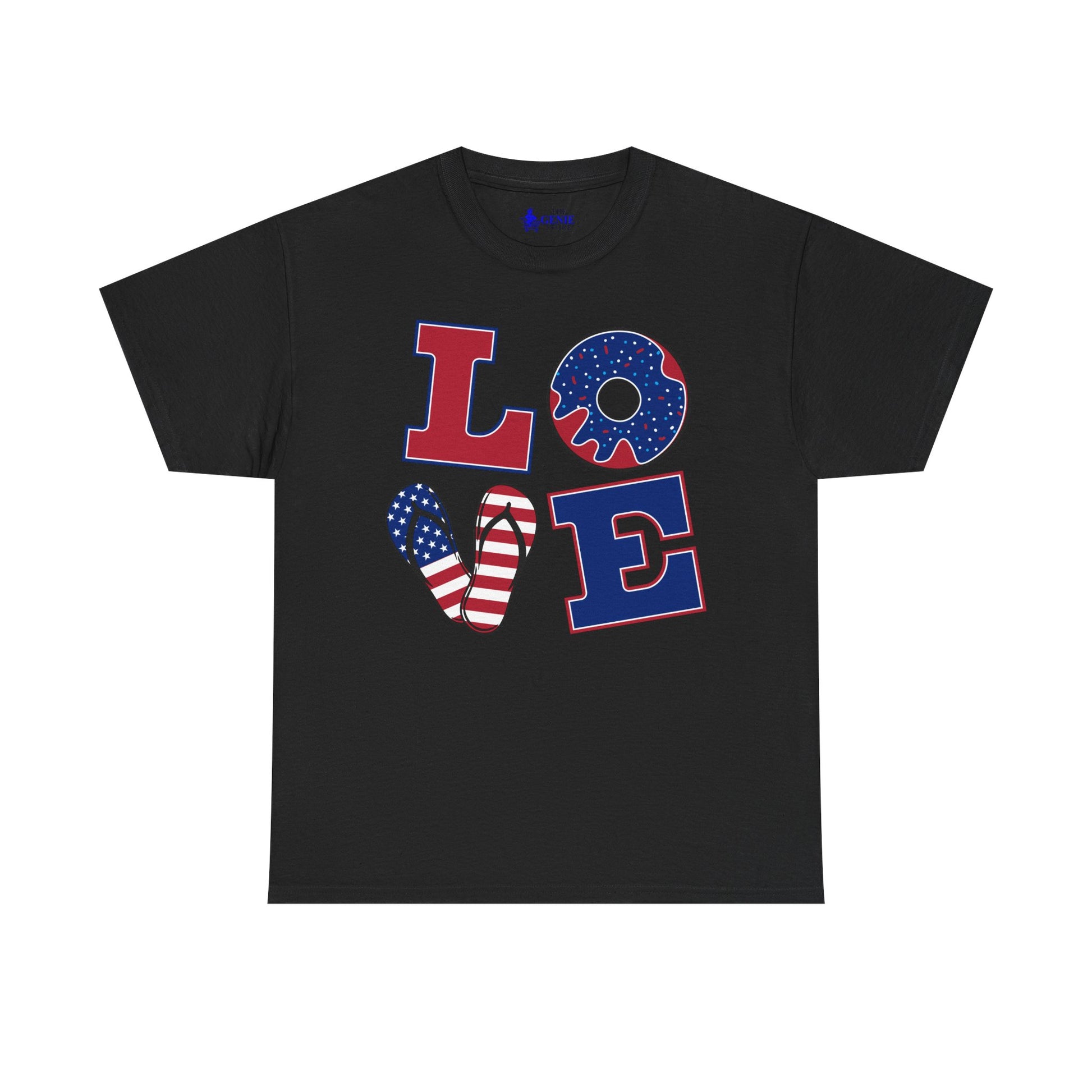 Patriotic Love Tee | 4th of July Shirt Unisex Cotton Style USA Holiday Gift for America Lovers Black / S