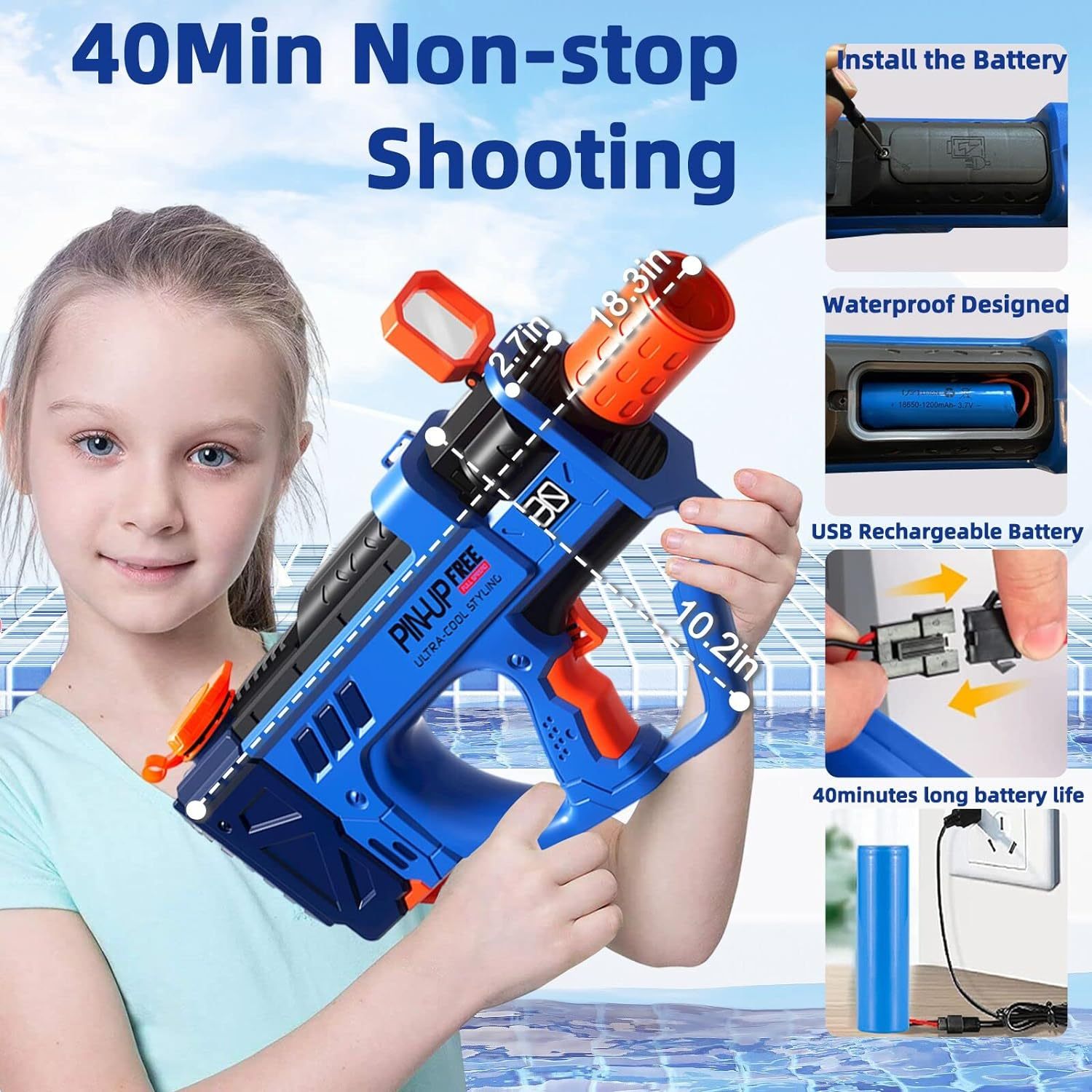 Lectric Water Gun For Adults Kids Motorized Squirt Guns With Rechargeable Battery 800cc High Capacity Long Distance
