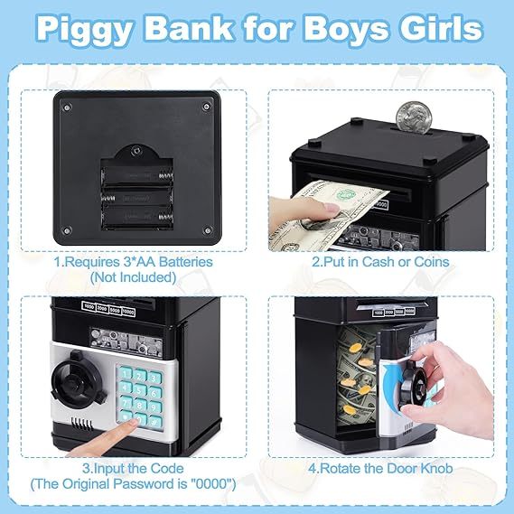 Saving Challenge Automatic Coin Storage Box 1 Piece Modern Trendy Battery Powered Piggy Bank For Kids Desk Number