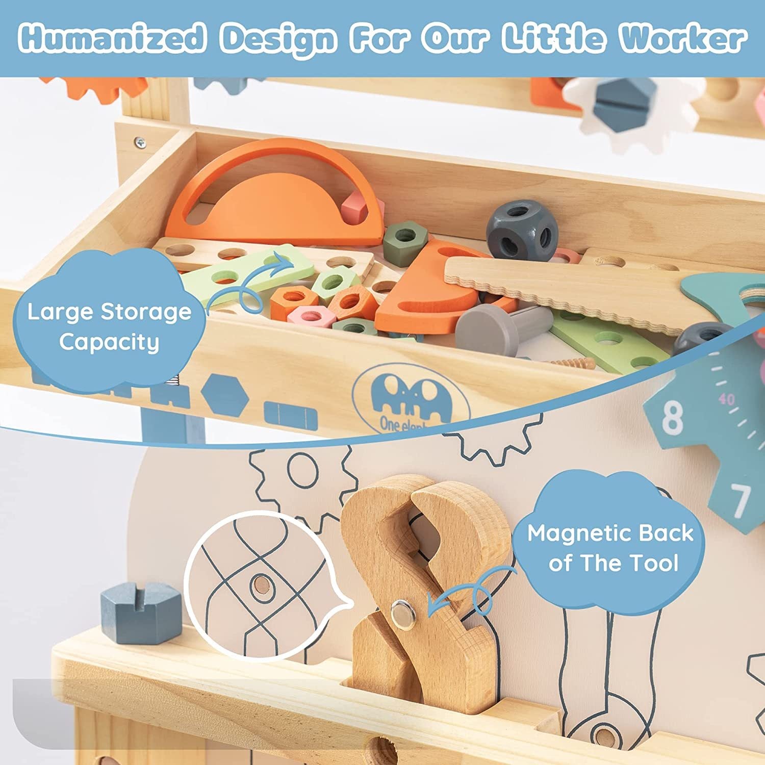 ROBOTIME Workbench Play Set Toddlers Kids Pretend Tool Bench Toy Workshop Toys WG200