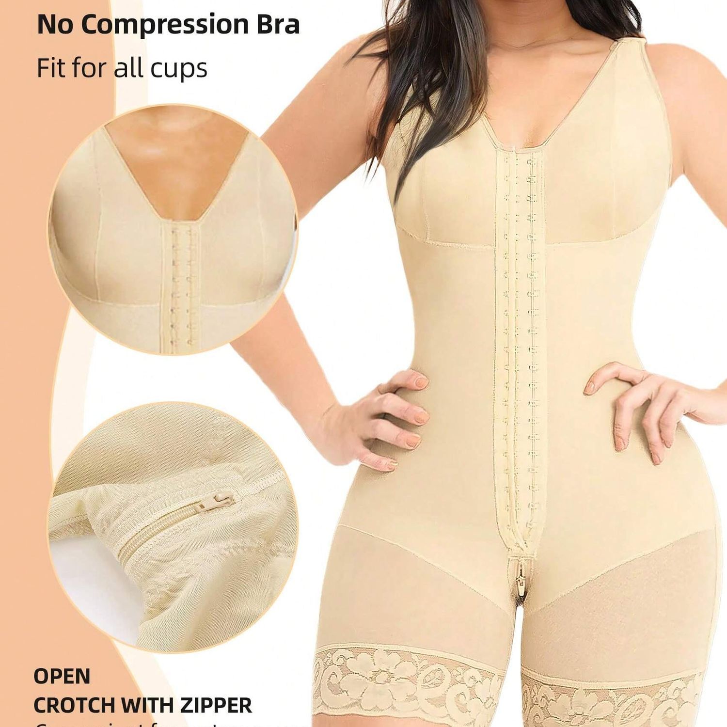 Fajas Colombianas Women’s Shapewear Full Body Sculpting After Abdominal Control Hip Lifter With Zipper Crotch Fitness