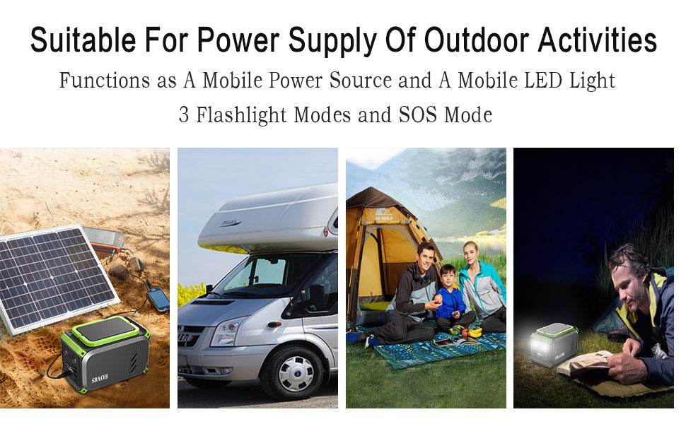 Portable Power Station with Solar Panel and Lithium ion Battery Green / 110V