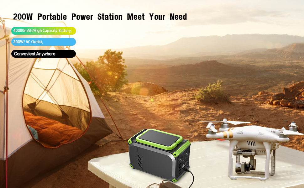 Portable Power Station with Solar Panel and Lithium ion Battery Green / 110V