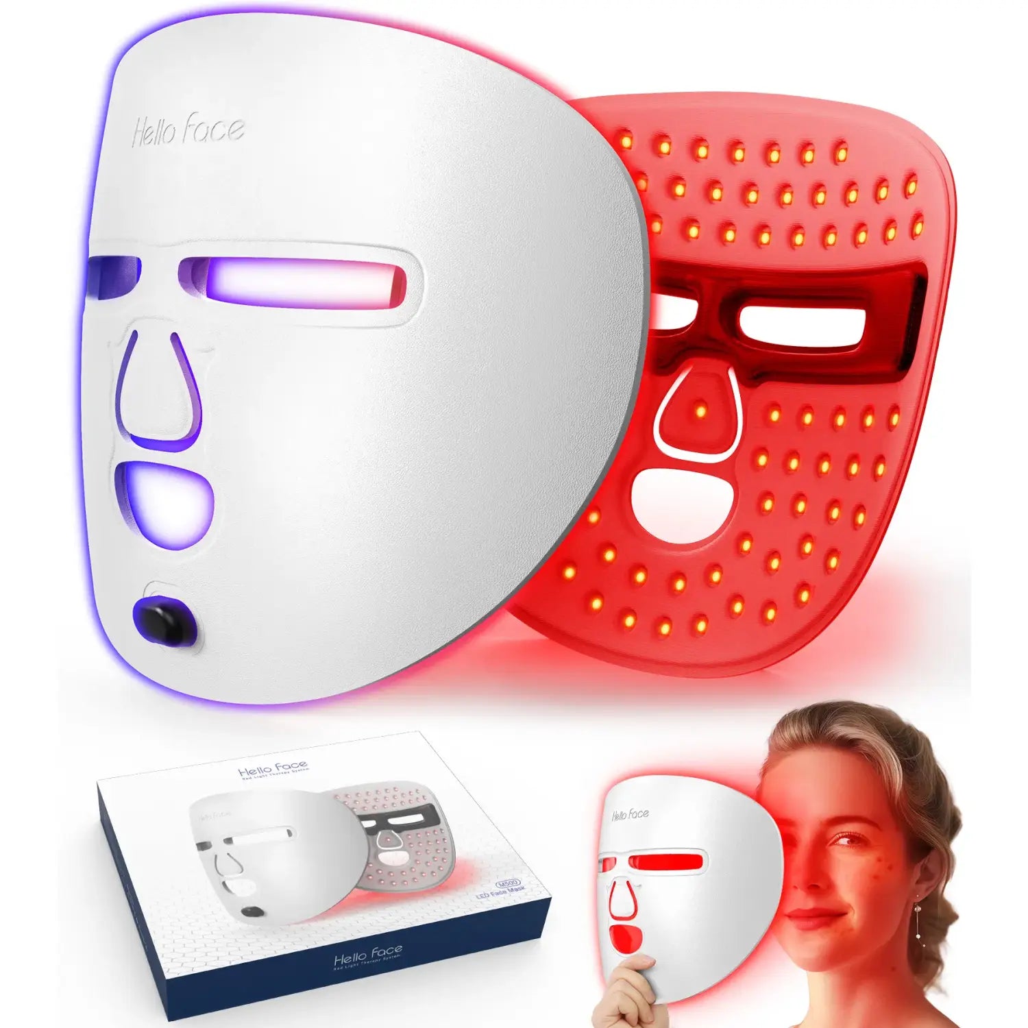 LED Face Mask Facial Care Tool Red Light Therapy For Skincare At Home Travel