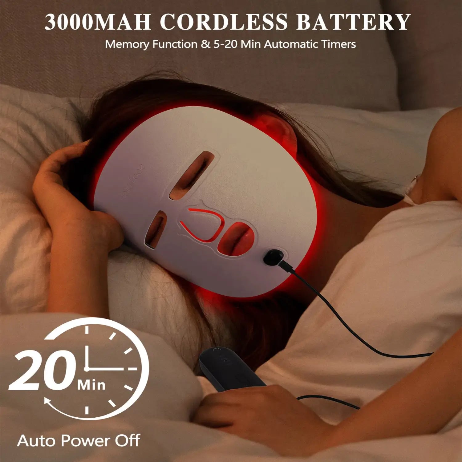 LED Face Mask Facial Care Tool Red Light Therapy For Skincare At Home Travel