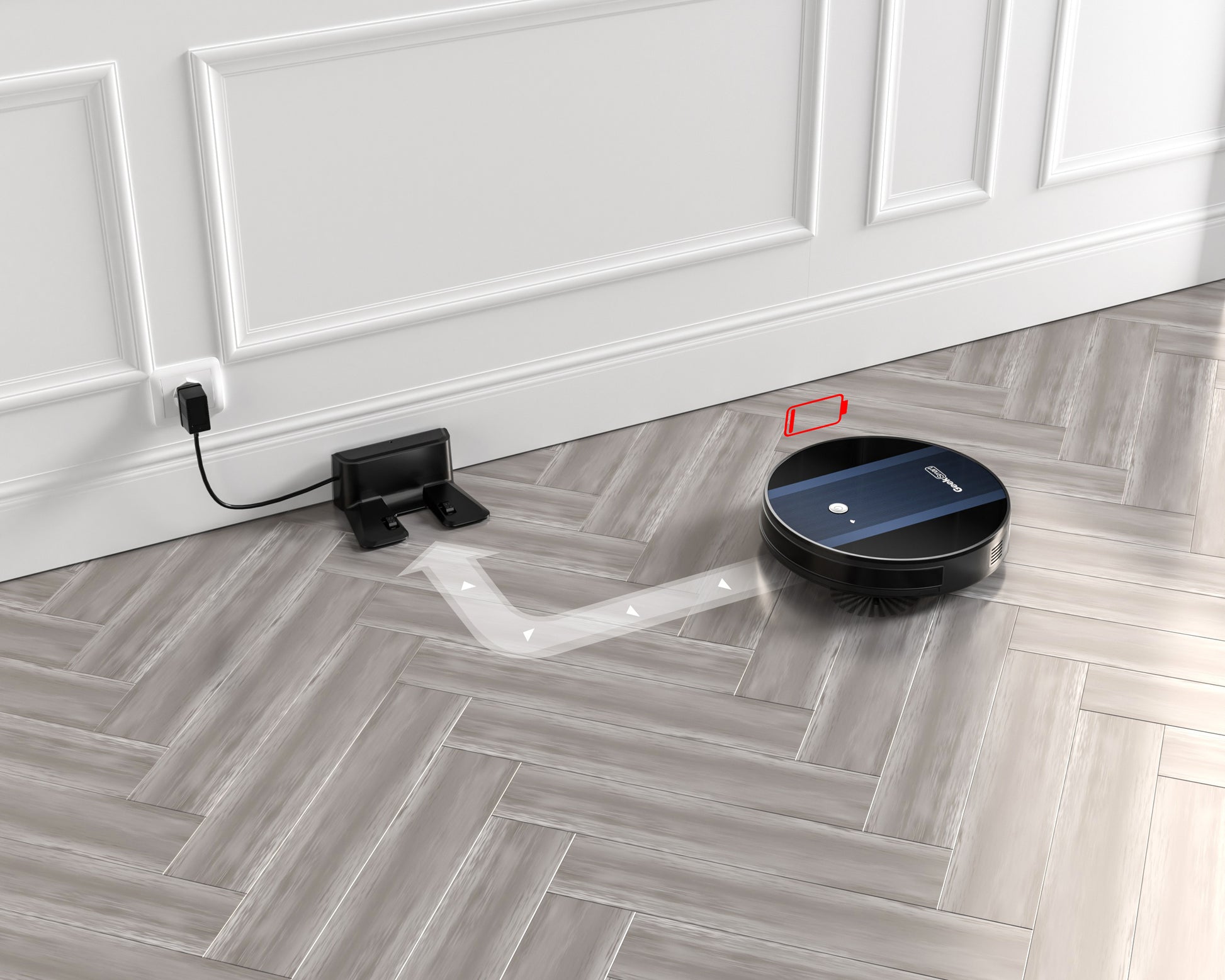 Geek Smart Robot Vacuum Cleaner G6 Plus Ultra Thin 1800Pa Strong Suction Automatic Self Charging Wi Fi Connectivity App