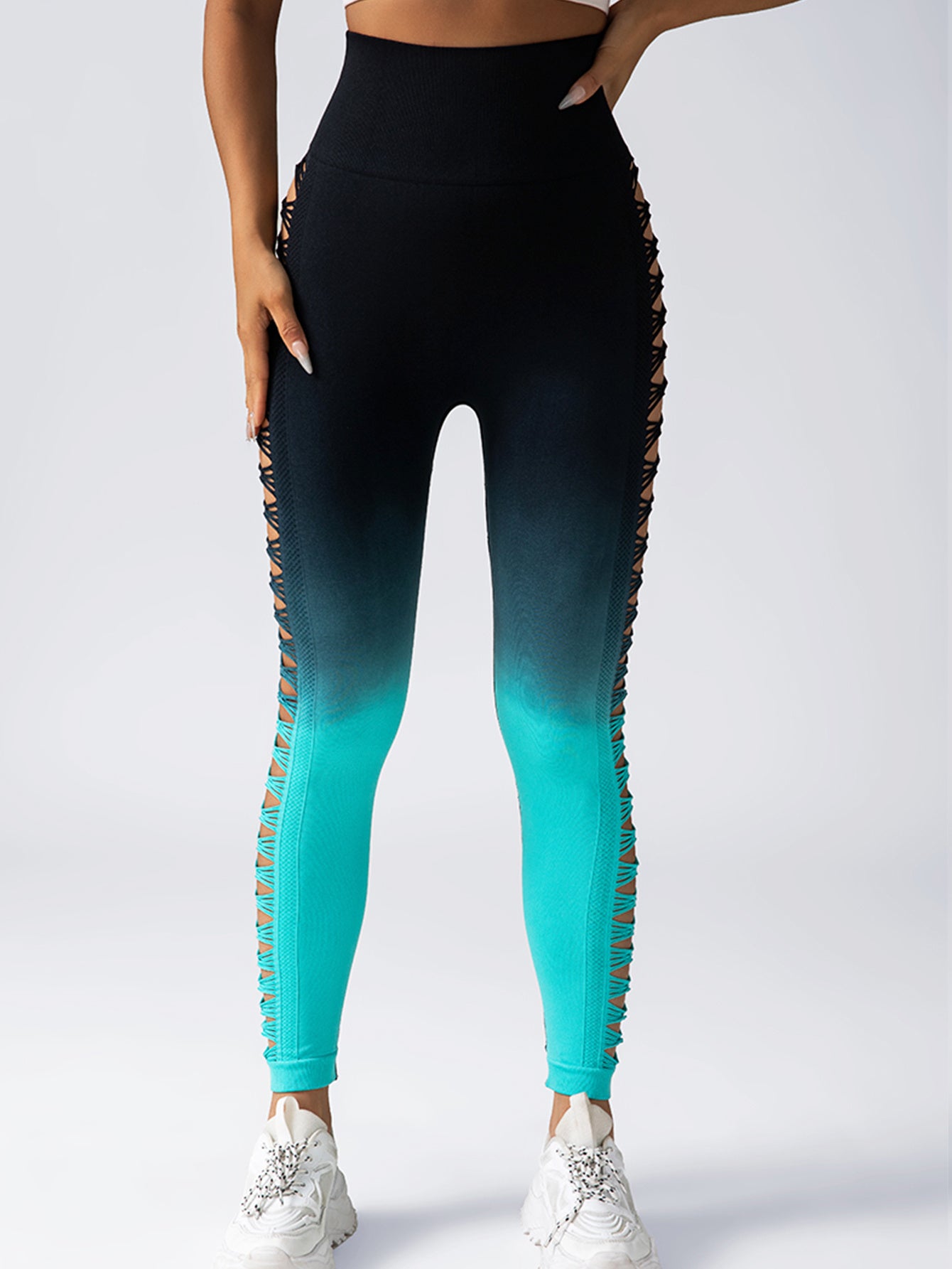 Women’s High Waisted Gradient Yoga Pants Cutout Leggings Booty Lifting Athletic Long Tights For Fitness Workout