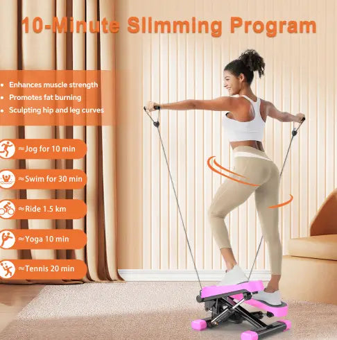 CD Monitor Downloads Home Office Exercise 330LBS Capacity Mini Stepper With Resistance Bands And LCD