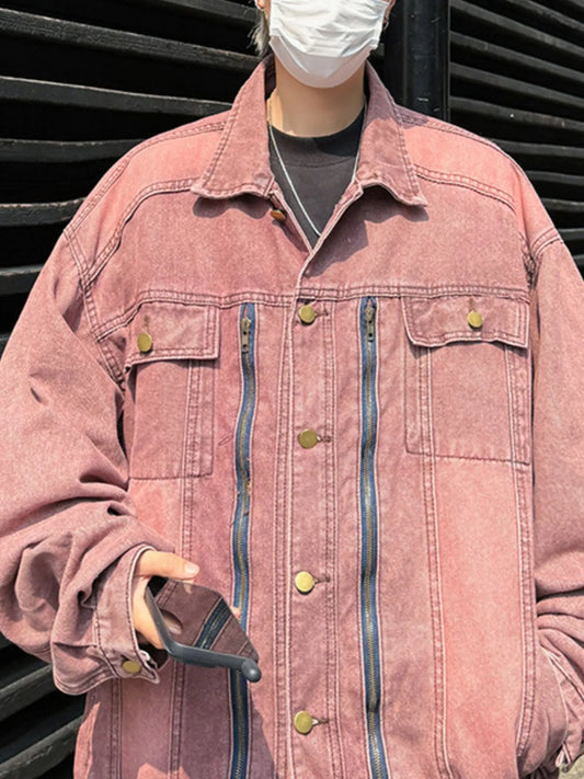 Men's Plus Size Button Up Long Sleeve Denim Jacket
