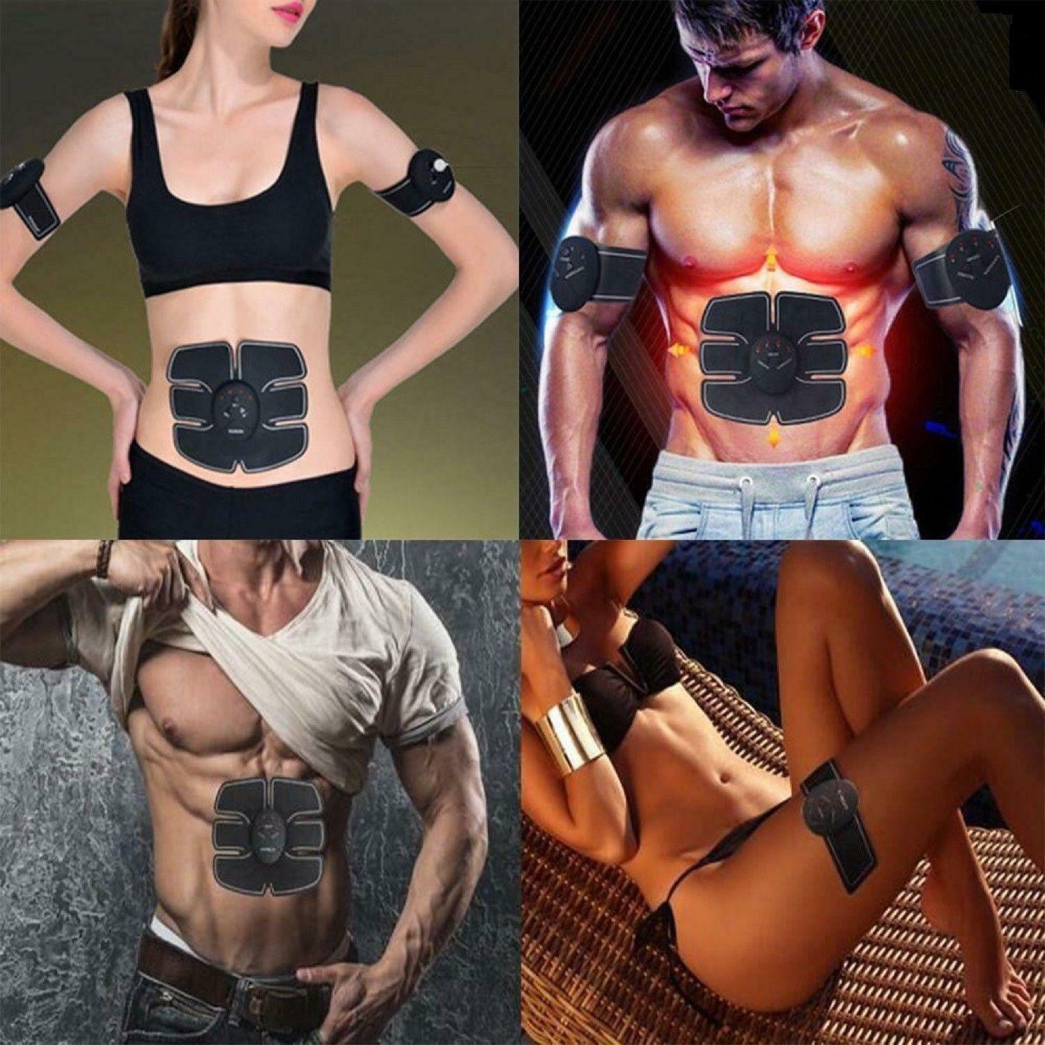 Electric Muscle Toner Machine ABS Toning Belt Simulation Fat Burner Belly Shaper Black