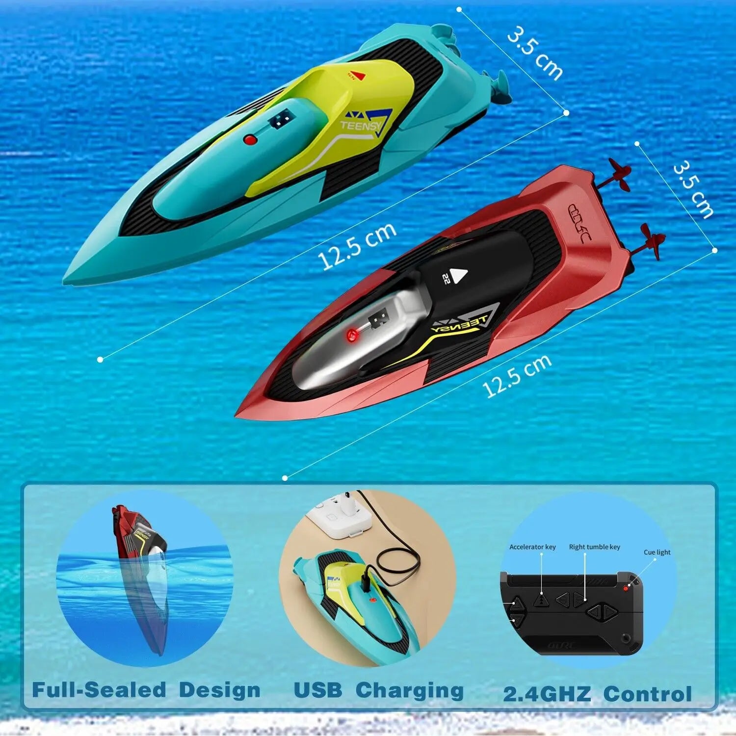 4DRC S5 Fast RC Boat For Pools And Lakes 2.4 GHz 20 MPH Racing Boats Kids