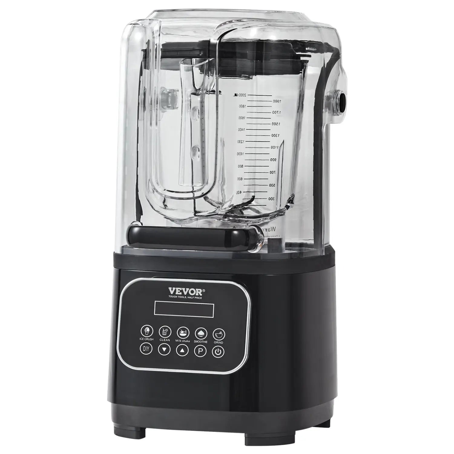 VEVOR Professional Blender With Shield Commercial Countertop Blenders 68 Oz Combo Stainless Steel 9 Speed & 5 Functions