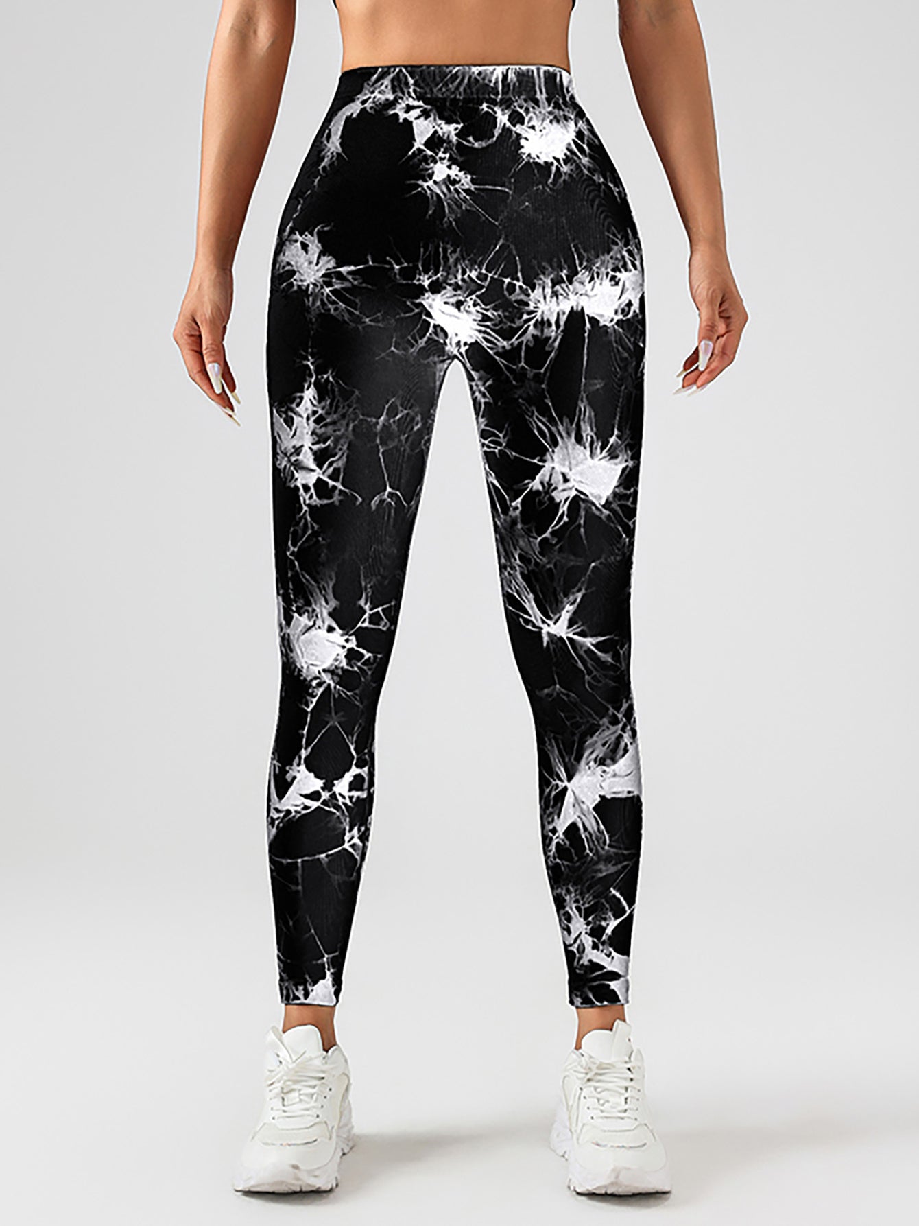 2 Pack Tie Dye High Waist V Back Yoga Leggings Peach Hip Enhancing Athleisure Tights Sport Style Fitness Pants