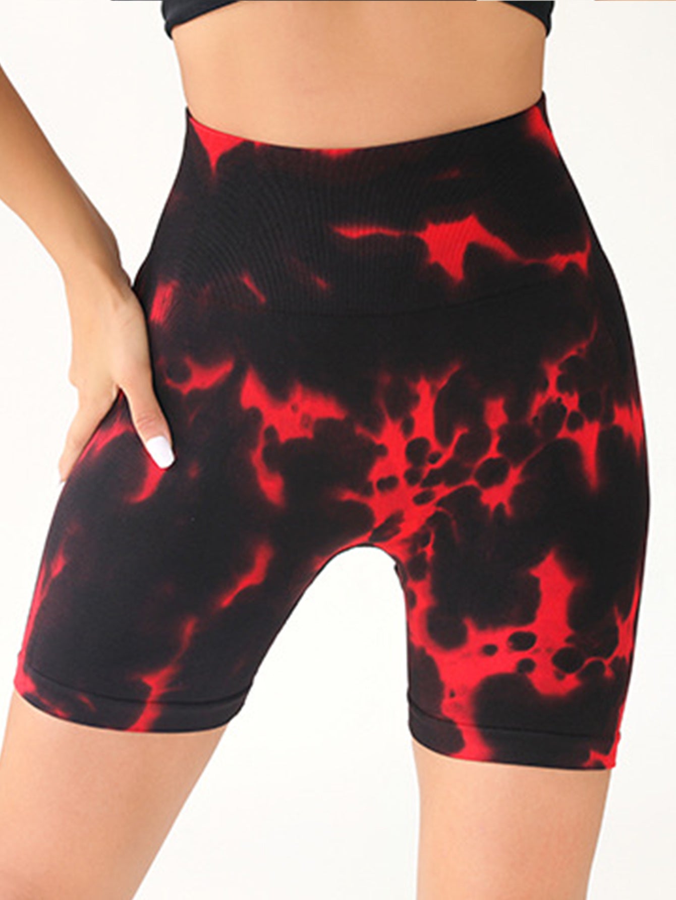 High Waist Tummy Control Yoga Shorts For Women Tie Dye Ruched Booty Lifting Workout Fitness Hip Sports Activewear Gym