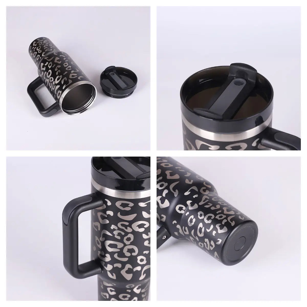 40 Oz Tumbler With Handle Straw Insulated Stainless Steel Spill Proof Vacuum Coffee Cup Lid Tapered Mug Gifts