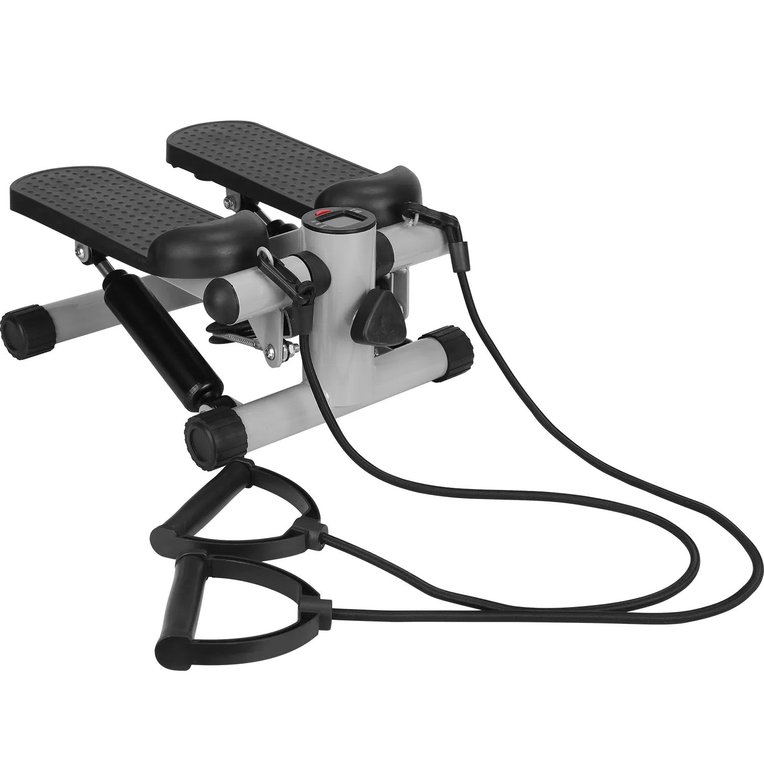 Exercise Stepper For Women Mini Fitness With 2 Resistance Bands LCD Monitor Max 330.7LBS Load Stair Quiet Grey
