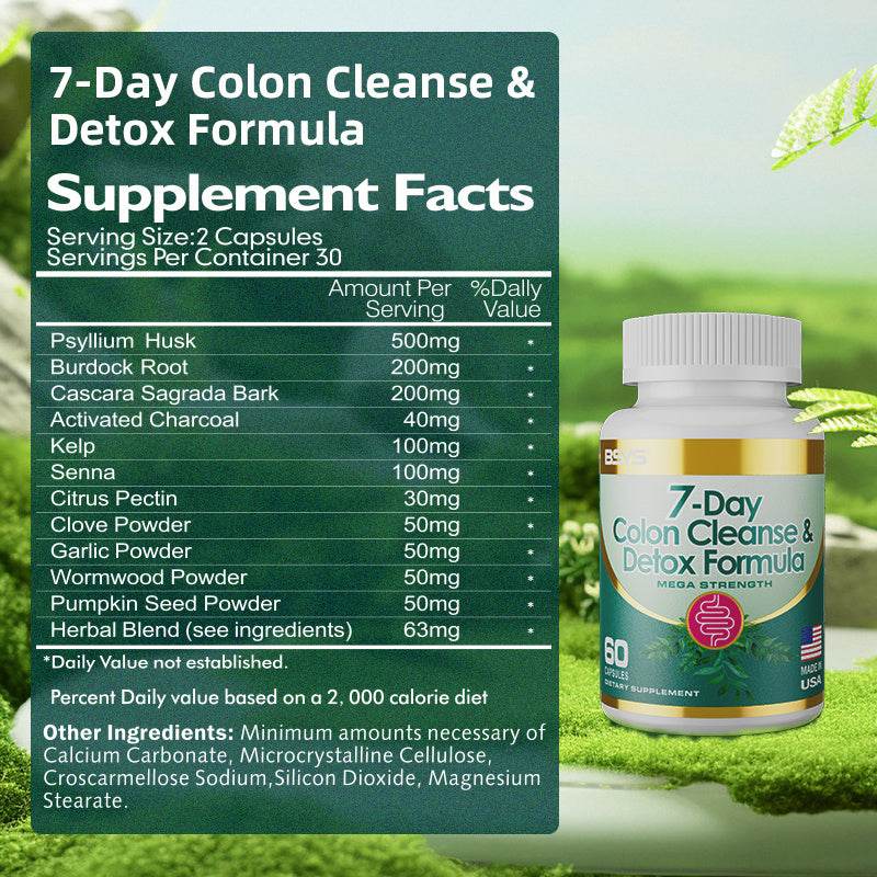7 Day Colon Cleanse & Detox Formula Capsulese 1Bottle