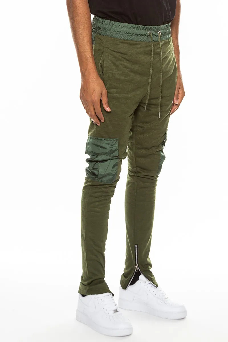 WEIV Men’s Full Size Heathered Cotton Blend Joggers Plus