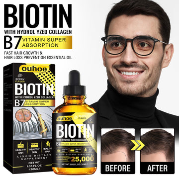 RESEARCH Liquid Biotin & Collagen Hair Growth Drops And Supplement For Men Women Glowing Skin Support Healthy Nail Black