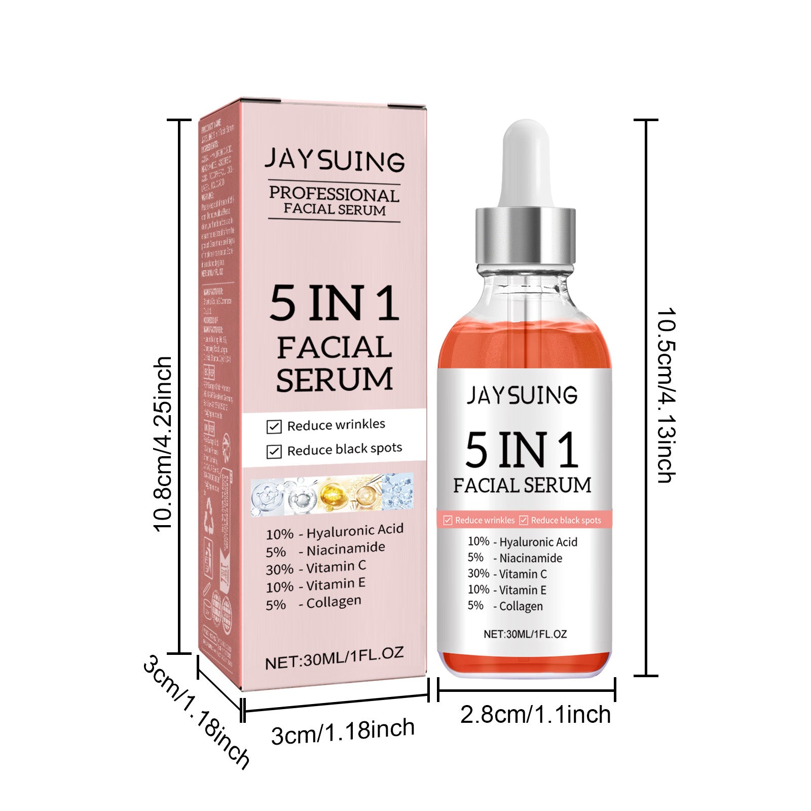 5 In 1 Facial Serum,30 Vitamin C Face Serum,Anti Aging Reduces Wrinkles Hydrating Collagen Serum