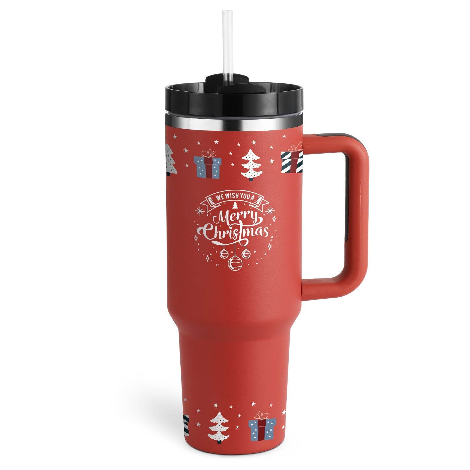 40 Oz Tumbler With Handle Straw Insulated Stainless Steel Spill Proof Vacuum Coffee Cup Lid Tapered Mug Gifts