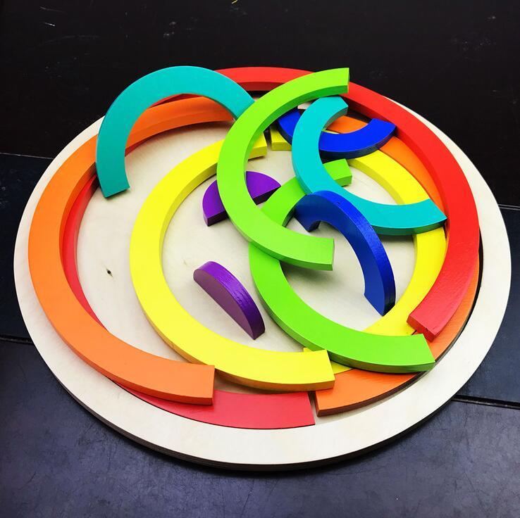 Jigsaw Puzzle Large 12 piece Arch Bridge Rainbow Building Blocks Early Childhood Education Toys