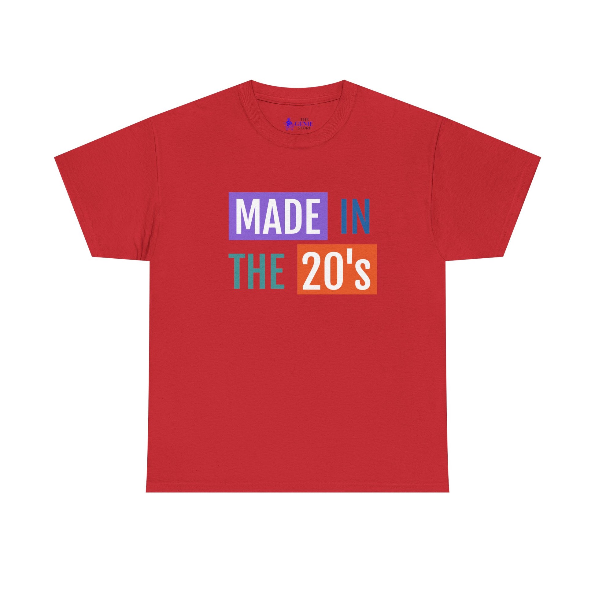 Made in the 20’s Unisex Heavy Cotton Tee Retro T Shirt Vintage Fashion Birthday Gift Casual Wear Nostalgia Red / S