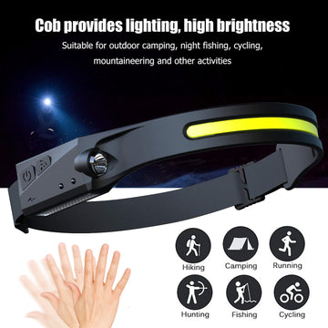 COB LED Induction Riding Headlamp Flashlight USB Rechargeable Waterproof Camping Headlight With All Perspectives
