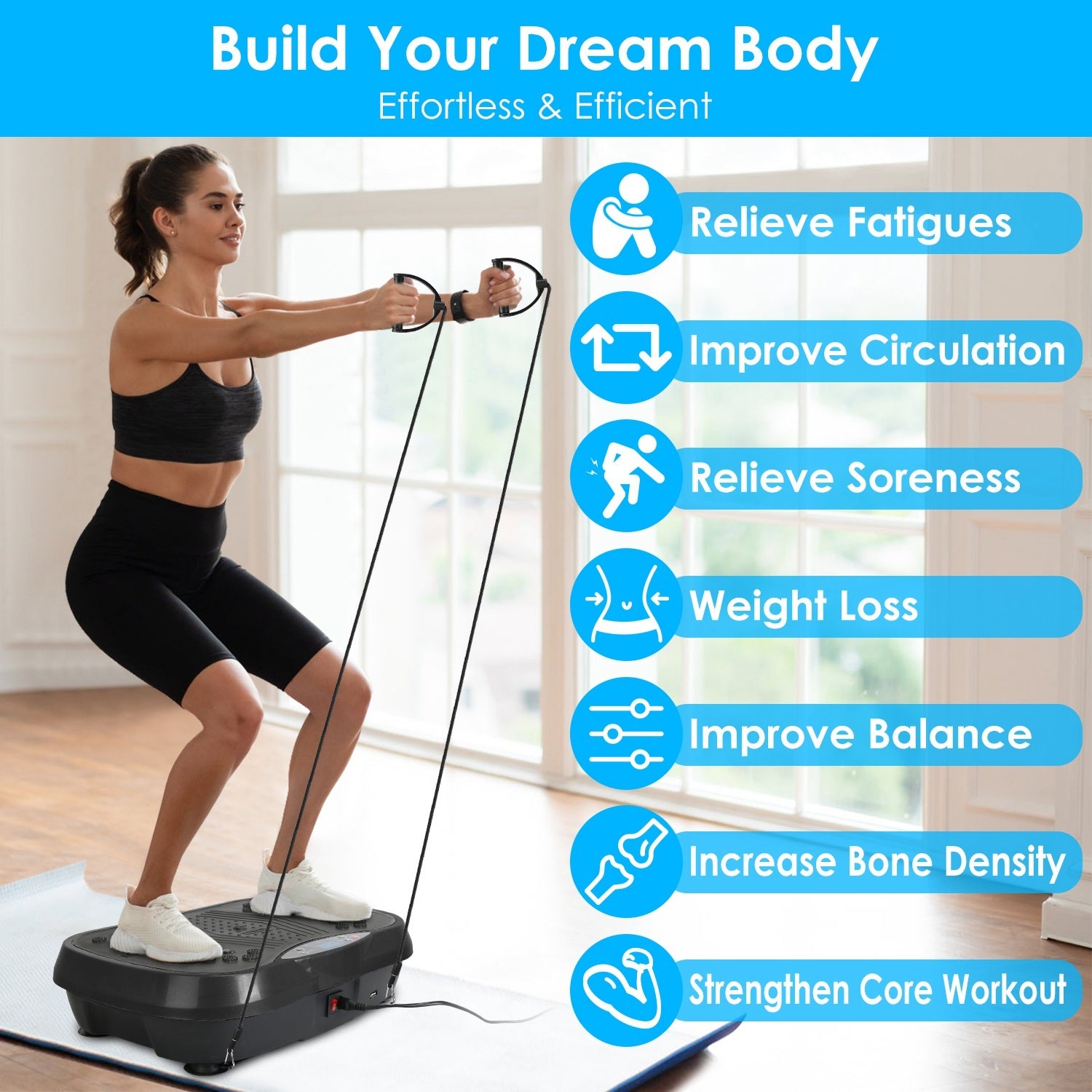 Vibration Exercise Machine Vibrating Plate Platform Whole Body Fitness Workout Equipment With 120 Speeds 1 20Mins Timer