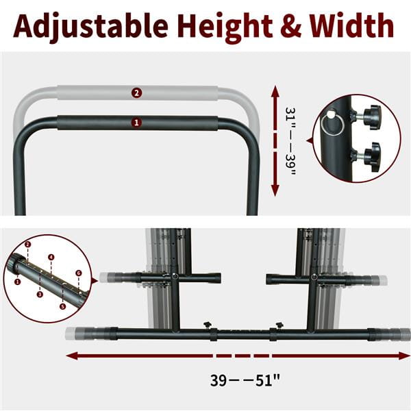 Power Tower Pull Up Rod Stand Adjustable Height Heavy Duty Multi Functional Fitness Training Equipment