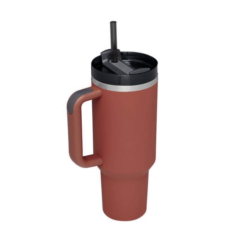40 Oz Tumbler With Handle Straw Insulated Stainless Steel Spill Proof Vacuum Coffee Cup Lid Tapered Mug Gifts