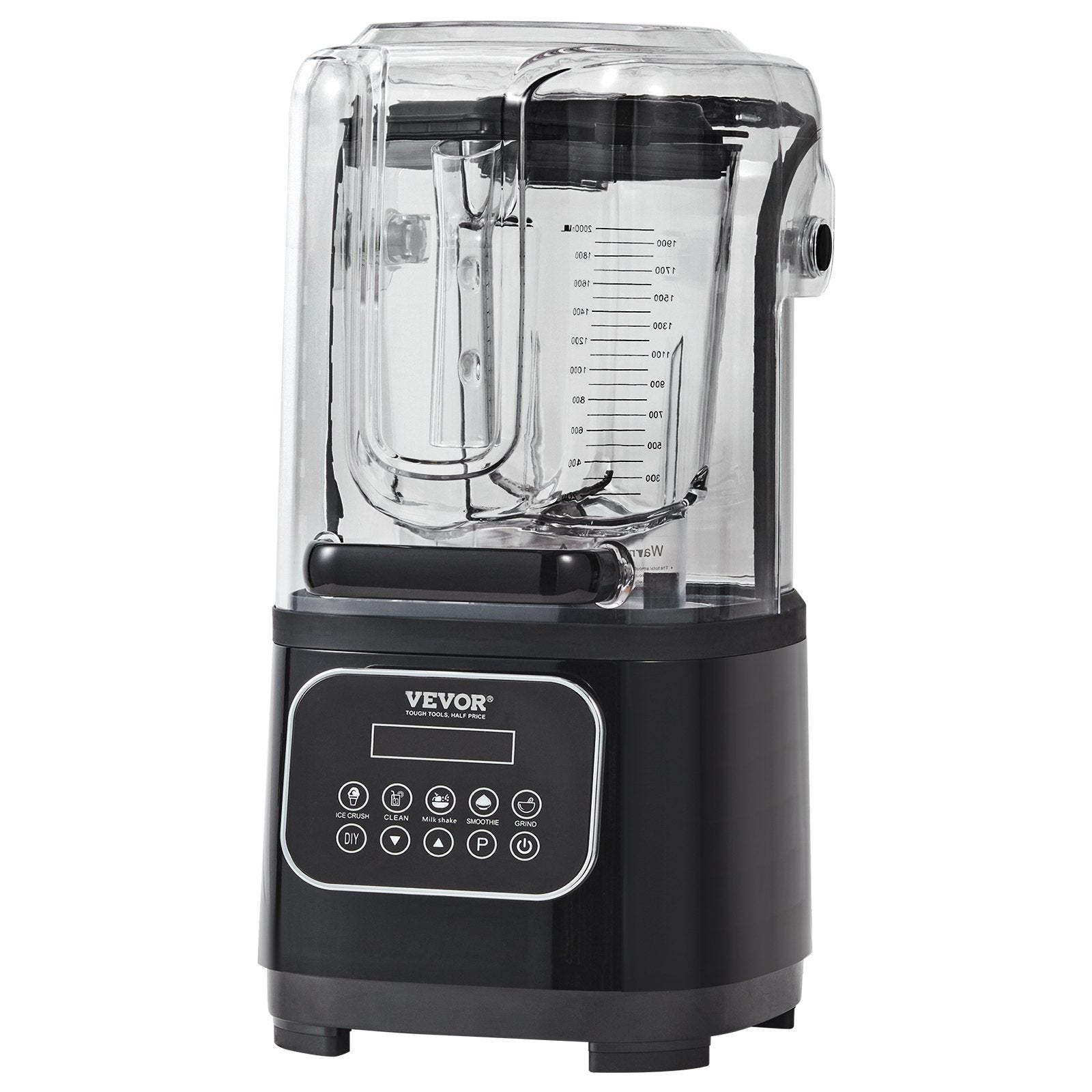VEVOR Professional Blender With Shield Commercial Countertop Blenders 68 Oz Combo Stainless Steel 9 Speed & 5 Functions