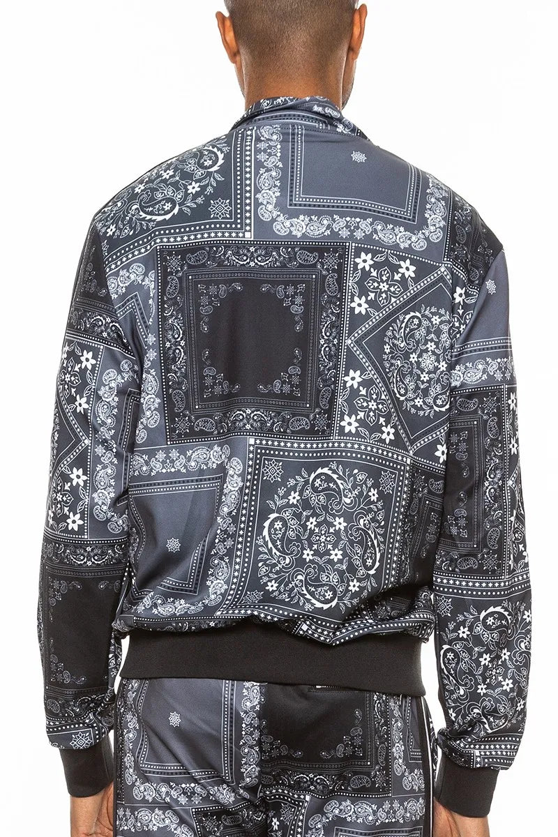 WEIV Men’s Full Size Paisley Bandana Jacket and Pants Set Plus