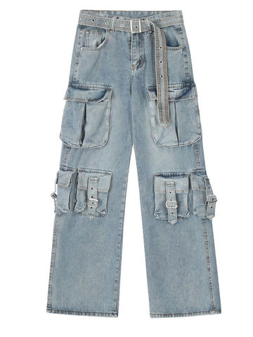 Men’s Wide Leg Cargo Jeans Blue / S