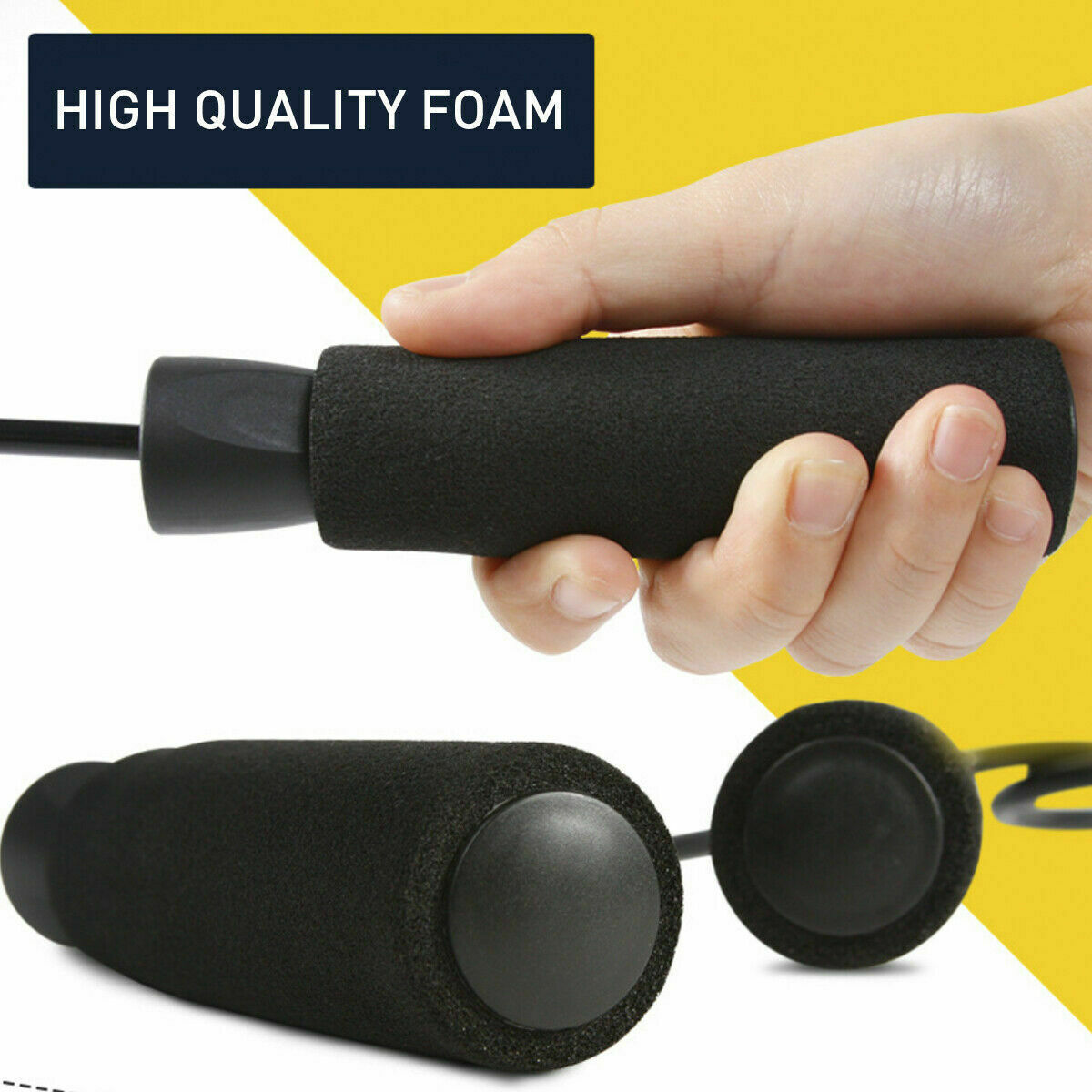 Gym Aerobic Exercise Boxing Skipping Rope Adjustable Bearing Speed Fitness Tangle Free Jumping Equipments Black