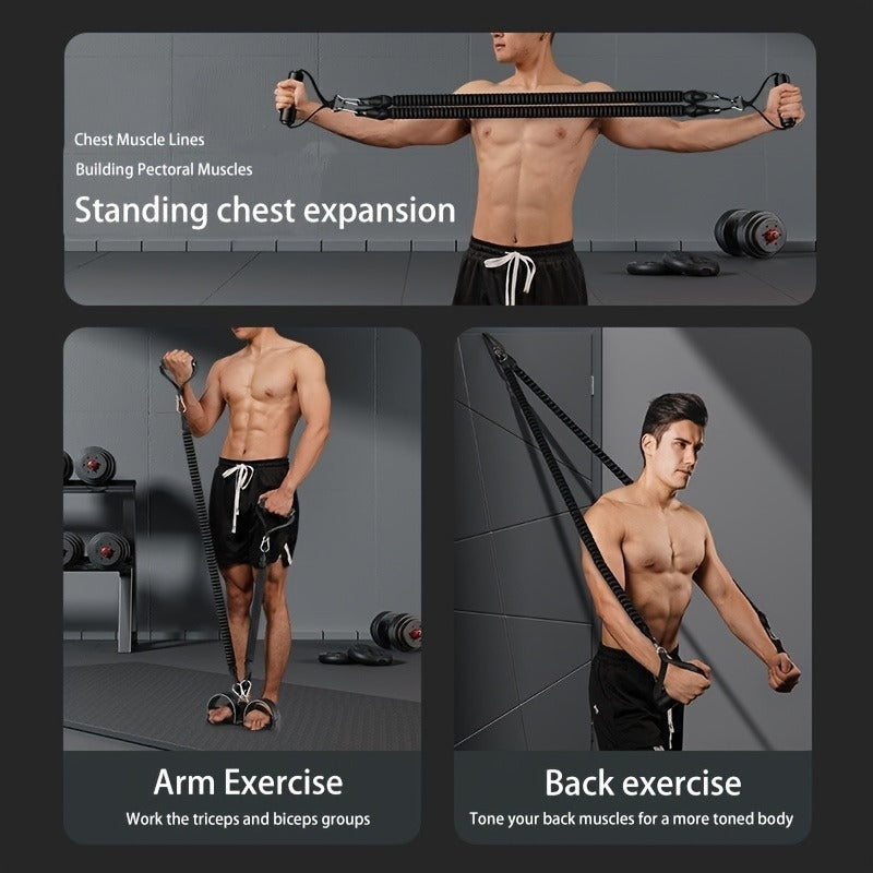 A Set Of Adjustable Resistance Tension Bands With Foot Pedals And Handles High Level Anti Fall Suitable For Fitness