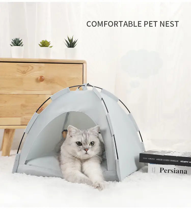 Cat Tent Cooling Mat Dog House Pet Sofa Camping Bed With Cushion For Kennel Indoor Nest Pets Products