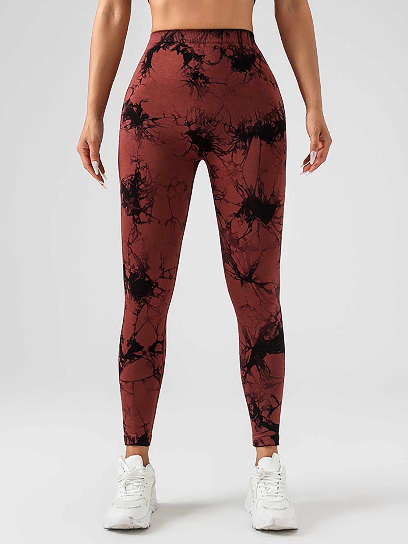 Tie Dye Slimming Yoga Leggings Butt Lifting High Stretch Casual Fitness Pants Women’s Activewear Coffee / L