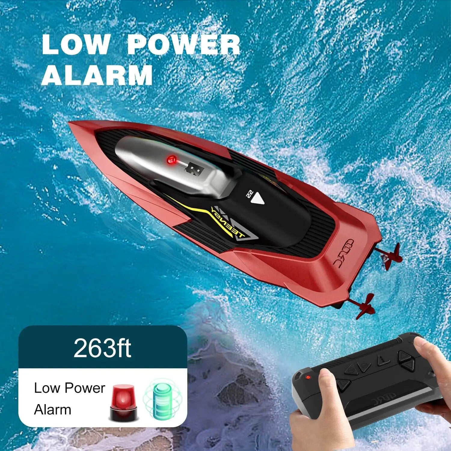 4DRC S5 Fast RC Boat For Pools And Lakes 2.4 GHz 20 MPH Racing Boats Kids