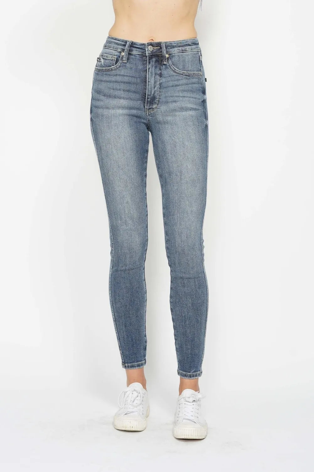 Judy Blue Full Size Tummy Control Contrast Wash Skinny Jeans Medium / 0/24