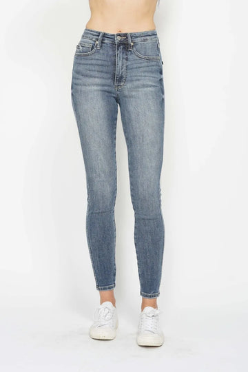 Judy Blue Full Size Tummy Control Contrast Wash Skinny Jeans Medium / 0/24